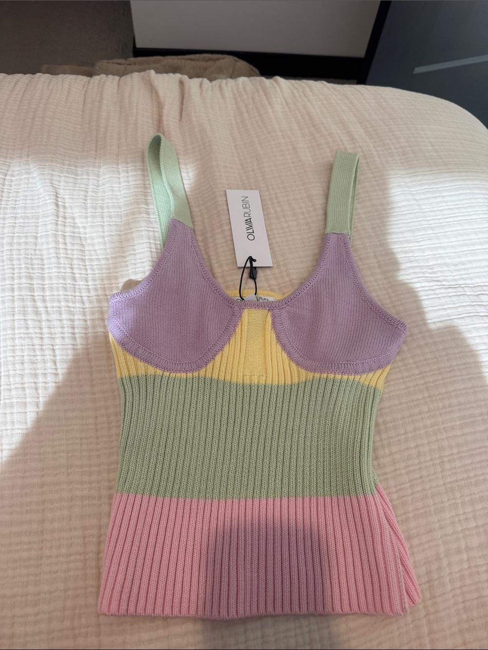 OLIVIA RUBIN Pastel Colorblock Ribbed Bandeau Tank